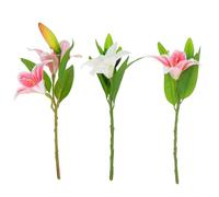 TOYANDONA 3Pcs Artificial Lily Flowers Home Decor Simulated Flower with Plastic Material No Sunlight Required and Not Easy to Be Broken for Decorative Home Use