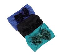 TOYANDONA 3pcs Baby Bowknot Headbands for Boys and Girls Soft Nylon Hair Bands in Black Dark Green Navy for Newborn Photography and Everyday Wear
