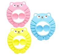 TOYANDONA 3pcs Baby Shower Cap Adjustable Bathing Ear Protection Cartoon Shampoo Hat for Infant Toddlers Soft Waterproof Bath Hair Wash Hat Earmuffs for Boys and Girls