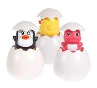 TOYANDONA 3pcs Bath Sprinkling Water Spray Egg with Penguin Dinosaur Duck Shapes Floating Bathing for Safe Smooth Surface Bathtime Fun Random Color