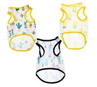 TOYANDONA 3pcs Breathable Pet Vest Sleeveless Shirts Summer Waistcoat for Dogs and Cats Lightweight Printed Puppy Pullover with Pineapple Flamingo Cactus Patterns Comfortable and Durable
