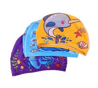 TOYANDONA 3pcs Cartoon Swimming Caps for Lightweight Flexible Swim Hats with Mermaid Dolphin Prints Comfortable Shower Caps for Beach Pool Activities
