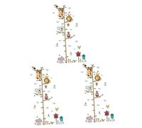 TOYANDONA 3pcs Cartoon Zoo Animals Height Measure Wall Decals Growth Chart for Boys and Girls Rooms Removable and Reusable Wall Art for Nursery and Playroom Decor
