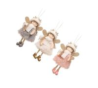 TOYANDONA 3pcs Christmas Angel Pendants Set Hat and Antlers, White Pink Grey Hanging Ornaments for Xmas Tree Decoration and Festive Party Accessories
