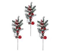 TOYANDONA 3pcs Christmas Pine Needle Berry Picks Red Simulation Berries and Pine Cones Faux Snowy Branches for Wreath Decoration and Holiday Craft