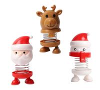TOYANDONA 3Pcs Christmas Shaking Head Dolls Spring Bobblehead Car Decor Desktop Ornaments Random Style Festive Cartoon Figures
