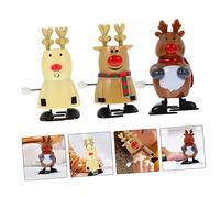 TOYANDONA 3Pcs Christmas Themed Wind Up for Plastic Walking Santa and Reindeer Playthings Compact and