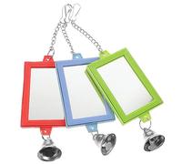 TOYANDONA 3Pcs Double Sided Bird Mirror for Parrots and Parakeets Durable and Safe Bird Cage Accessories Interactive Playing Mirrors for Caged Birds Encourages Exploration and Reflection