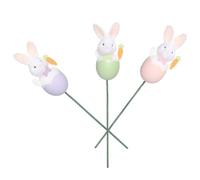 TOYANDONA 3pcs Easter Egg Tree Branches with Bunny Ornaments Artificial Easter Egg Stems in Green, Pink, and Purple for Floral Vase Filler, Party Adornment, and Spring Centerpiece Decoration