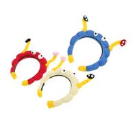 TOYANDONA 3PCS Funny Novelty Hair Accessories Skincare Headbands for Women Cute Big Eyes Makeup Hair Bands with Teeth in Blue Red Yellow Spa Face Wash Beauty and Yoga Hoops