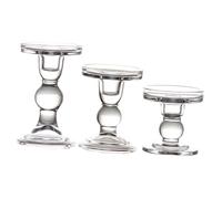 TOYANDONA 3pcs Glass Tapered Candlestick Holders Vintage Roman Column Style Candle Stands for Pillar Candles, Safe Design with Elegant Simple Look, for Wedding and Home Décor