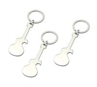TOYANDONA 3pcs Guitar Shaped Bottle Opener Keychain Set Made of Sturdy Zinc Alloy with Practical Bottle Opening Function, Silver Metal Drink Opener Accessories for Bar and Kitchen Use