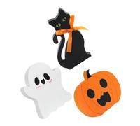 TOYANDONA 3pcs Halloween Wooden Table Signs Cute Ghost Pumpkin Blocks Tiered Tray Decor Compact Festive Centerpiece for Home Party Shelf Display