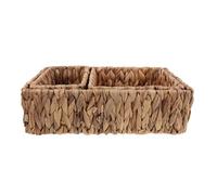TOYANDONA 3pcs Handwoven Rectangular Storage Baskets with Handles Made from Natural Hyacinth Straw, Multi-purpose Organizer for Food and Desktop Clutter, for Pantry and Room