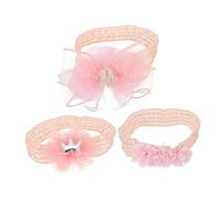 TOYANDONA 3pcs Headband Set Lace Bow and Crown Design Soft and Stretchy Headdress for Newborn Girls for Photo Shoots and Special Occasions Pink