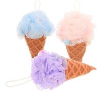 TOYANDONA 3pcs Ice Cream Bath Sponge Exfoliating Shower Loofah Body Scrubber Made of Pe Material Produces Rich Bubbles and Can be Hung to Dry Suitable for Adults and Babies