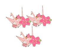 TOYANDONA 3pcs Japanese Origami Crane Brooch Metal Paper Crane Pins with Cherry Blossom Design Cute Cartoon Animal Flower Brooches for Women Decorative Shawl Clips for Parties and Daily Wear