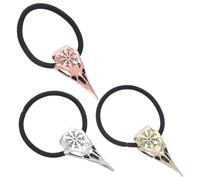 TOYANDONA 3pcs Lightweight Viking Skull Ponytail Holders Gothic Hair Ties for Women with Silver Antique Copper and Red Copper Finish Halloween Skeleton Accessories for Costume Parties
