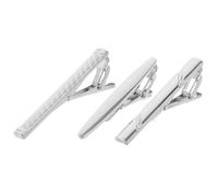 TOYANDONA 3PCS Men’s Carved Glossy Silver Tie Clips Set - Engraved Bright Finish Tie Bars for Formal Business and Wedding Necktie Accessories