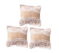 TOYANDONA 3pcs Mini Dollhouse Accessories Miniature Lace Throw Pillows for Sofa Soft Realistic Cushions Decorative Tiny Dollhouse Pillows for Living Bedroom Playroom