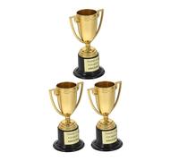 TOYANDONA 3pcs Mini Gold Award Trophies Small Lightweight Plastic Cups with Label Base for Party Prizes Classroom Rewards Team Spirit and Competition Favors