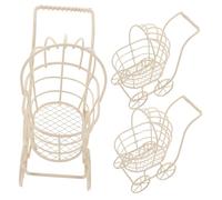 TOYANDONA 3pcs Mini Metal Wire Stroller for Iron Art Pram Organizer with Carrying Basket Tiny Dollhouse Accessories for Imaginative Play and Miniature Decoration