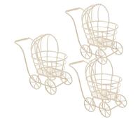 TOYANDONA 3pcs Miniature Metal Wire Stroller for Dollhouse Pram Iron Art Tiny Furniture Miniatures Creative Role Play Accessory Mini Living Decor