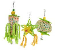 TOYANDONA 3pcs Parrot Toy for Bird Cage Accessories Includes Chewing Toys Five-star Shape Made of Wire and Natural Grass Rope for Parrot Teeth Grinding and Interactive Play