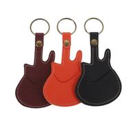 TOYANDONA 3Pcs Portable Guitar Pick Organizer Keychain Plectrum Case in Black Brown Orange Compact PU Storage Bag for Musicians The Go Lightweight Holder for Performance and Practice
