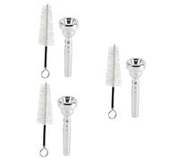 TOYANDONA 3pcs Professional Trumpet Mouthpiece with Cleaning Brush Silver Plated Metal for Enthusiasts and Beginners Tone and Easy Maintenance