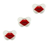 TOYANDONA 3pcs Red Lip Shaped Pacifier Soft Silicone Soother for Newborns Fun Appease Toy Safe and Nursing Accessory for Easy to Clean