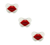 TOYANDONA 3pcs Red Lip Shaped Silicone Soother Creative Newborn Pacifier Appease Toy for Easy to Clean Funny Safe for Feeding
