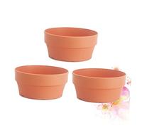 TOYANDONA 3pcs round Orange Plastic Flower Pots Imitation Clay Small Planters with Increased Drainage Efficiency for Succulent and Flower Gardening Indoors and Outdoors