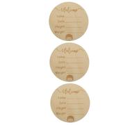 TOYANDONA 3pcs Round Wooden Birth Announcement Sign Newborn Name Sign for Room Decor Meaningful Photo Prop for Boys Natural