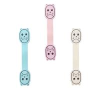 TOYANDONA 3pcs Safety Cabinet Locks for - White, Blue Pink Cartoon Protective Latches - Proof Drawer Cupboard Locks to Prevent Finger Pinching and Secure Household Doors