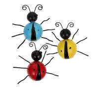 TOYANDONA 3pcs Simulation Ladybug Ornaments Small Iron Art Garden Decorations in Yellow Red and Blue Vivid Outdoor Lawn Sculptures for Home Patio Fence