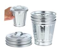 TOYANDONA 3pcs Small Trashcan Desk Container Lids Little Rustic Use Garden Decorative Counter Garbage Can Tabletop Pot Small Trash Can Mini Trash Mini Metal Bin with Lid Silver