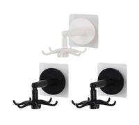TOYANDONA 3pcs Wall-Mounted Rotating Adhesive Hooks for Kitchen and Bathroom, No-Drill Plastic Storage Hangers with 1 White and 2 Black Hooks, Multi-Functional Rotatable Towel and Utensil