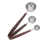 TOYANDONA 3pcs Walnut Wood Handle Coffee Scoop Stainless Steel Measuring Spoons for Accurate Measurement of Coffee Beans Milk Powder and Dry Ingredients Kitchen Baking Tool