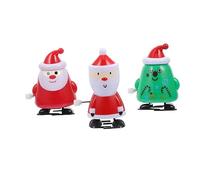 TOYANDONA 3pcs Wind Up Christmas with Santa Claus and Xmas Tree Compact Clockwork Walking Figures for Festive Party Favors and Holiday Boys