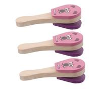 TOYANDONA 3pcs Wooden Castanets Animal Shaker with Mouse Pattern Lightweight Percussion Instruments for Early Music Education Hand Eye Coordination and Fine Motor Skill Development