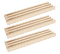 TOYANDONA 3pcs Wooden Domino Rack Holder for Mexican Train Natural Wood Domino Holders with Non Slip Base and Enhancing Game Experience