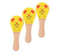 TOYANDONA 3pcs Wooden Percussion Animal-themed Castanets Lightweight Ergonomic Easy Grip for Early Music Learning Instrument Natural Safe Material