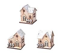 TOYANDONA 3pcs Wooden Puzzle Villa House Christmas Houses Christmas Village Decor Lights Light up Village Rustic Decor Electronic Component Beige