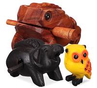 TOYANDONA 3pcs Wooden Sound Animals Percussion Instruments Toad Pig Owl Ornaments for Decoration Animal Tone Blocks for Boys and Girls and Collectors