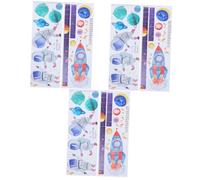 TOYANDONA 3sets Removable Boys and Girls Height Wall Sticker Solar System Astronaut Pattern Growth Chart