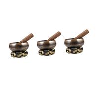 TOYANDONA 3sets Tibetan Singing Bowl Meditation Wooden Mallet for Sound Healing Decorative Buddhism Bowl for Home Foot Design Random Color
