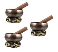 TOYANDONA 3sets Unique Tibetan Singing Bowl for Meditation and Yoga Buddhism Accessory with Mallet Spiritual Sound Healing Bowl Meditation Tool