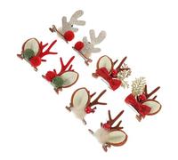 TOYANDONA 4 Pairs Hair Accessories for Women Cute DIY Xmas Antlers Costume Christmas Hair Clip Car Decoration Christmas Faux Brown Cosplay Elf Cartoon Antler Clip Sleigh Character Boy Cloth