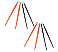 TOYANDONA 4 Pairs Maple Wood Drumsticks 5A Size for Drum Set and Electronic Drums Orange and Black Drumsticks for Drummers Marching Snare